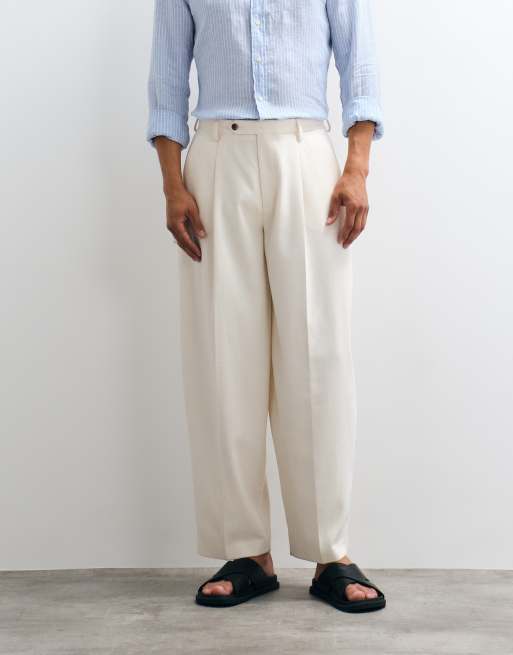 ASOS DESIGN - Pantaloni sartoriali ampi bombati bianco testurizzato, 2 di 7