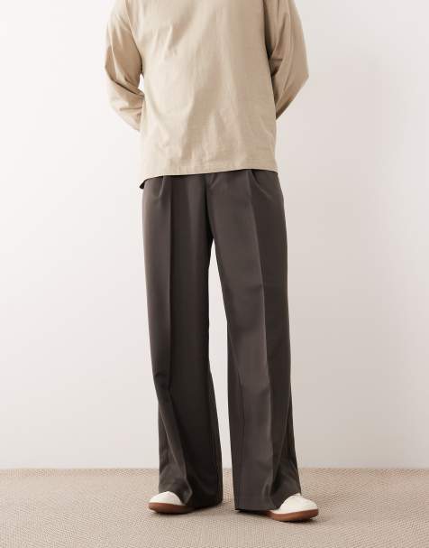 ASOS DESIGN - Pantaloni sartoriali ampi grigio scuro con piega invertita sul davanti - view 1