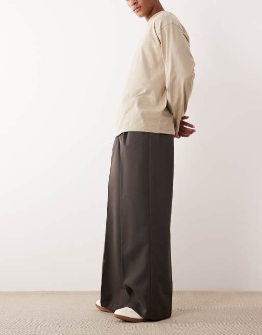 ASOS DESIGN - Pantaloni sartoriali ampi grigio scuro con piega invertita sul davanti, 3 di 5
