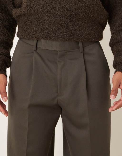 ASOS DESIGN - Pantaloni sartoriali antracite a pieghe con fondo ampio, 5 di 5