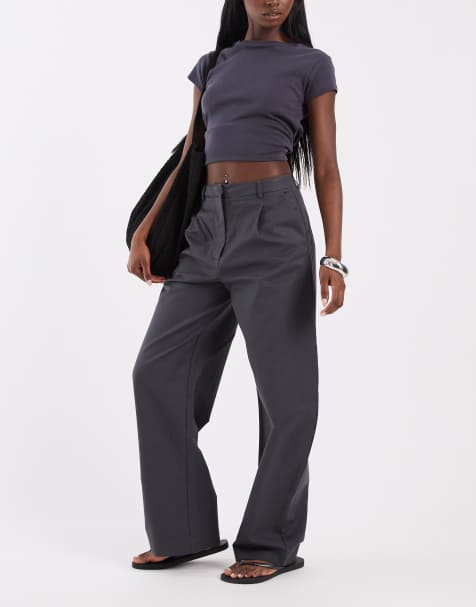 ASOS DESIGN - Pantaloni sartoriali bombati blu navy con pieghe sul davanti - view 1