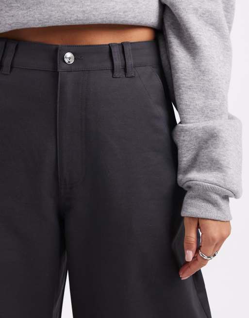 ASOS DESIGN - Pantaloni sartoriali bombati blu navy in rasatello di cotone , 5 di 5