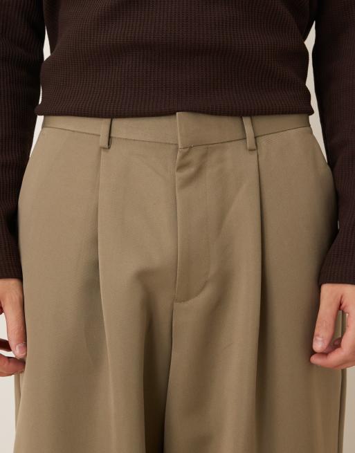 ASOS DESIGN - Pantaloni sartoriali bombati larghi kaki con pieghe, 4 di 5