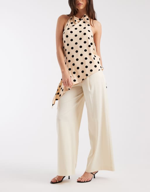 ASOS DESIGN - Pantaloni sartoriali color avorio con risvolto