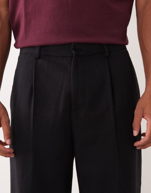 ASOS DESIGN - Pantaloni sartoriali comodi affusolati in misto lana neri, 5 di 5