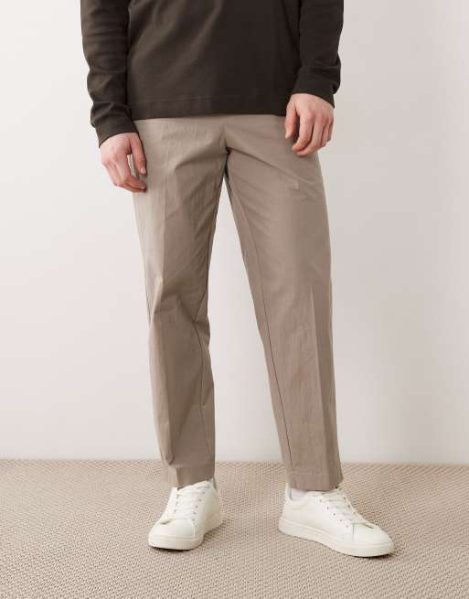 ASOS DESIGN - Pantaloni sartoriali comodi affusolati in tessuto tecnico kaki paper touch, 2 di 5