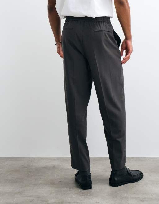 ASOS DESIGN - Pantaloni sartoriali comodi affusolati in twill antracite, 5 di 5