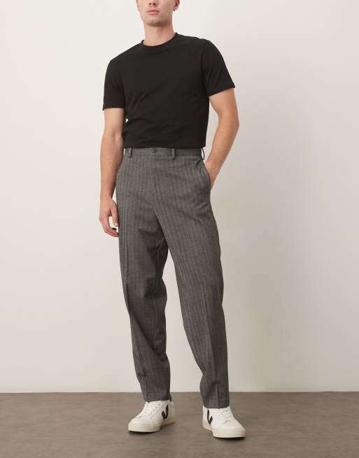 ASOS DESIGN - Pantaloni sartoriali comodi affusolati neri a spina di pesce, 2 di 5