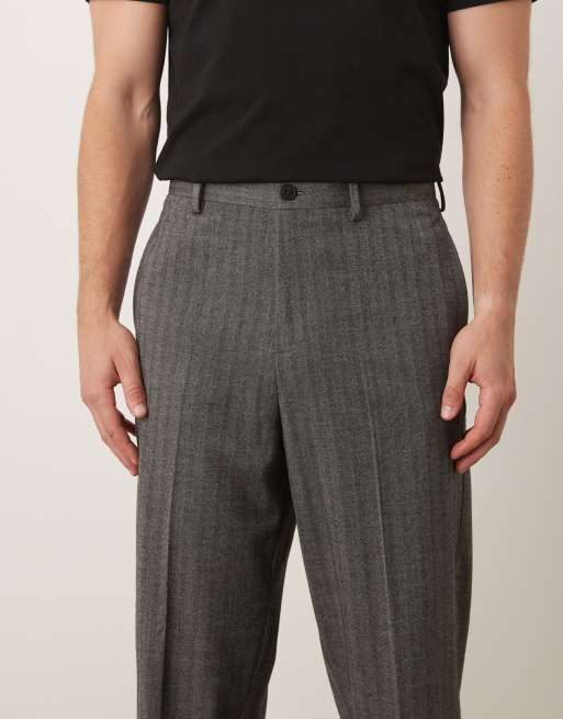 ASOS DESIGN - Pantaloni sartoriali comodi affusolati neri a spina di pesce, 4 di 5