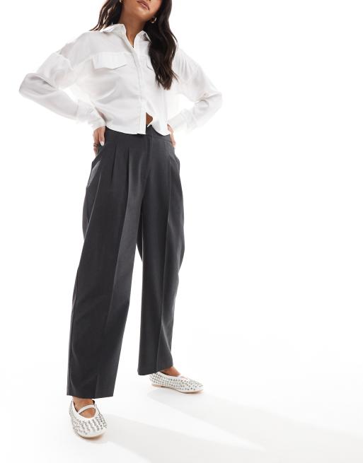 ASOS DESIGN - Pantaloni sartoriali con gamba a cilindro color antracite