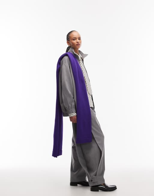 ASOS DESIGN - Pantaloni sartoriali con pieghe laterali color antracite