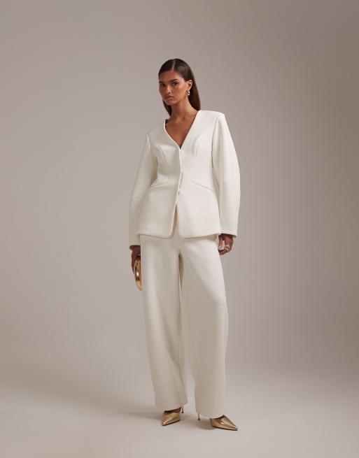 ASOS DESIGN - Pantaloni sartoriali da sposa color avorio