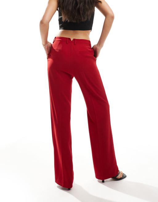 Pantaloni Flare Pantaloni Rossi Eleganti Donna Look Con Pantaloni