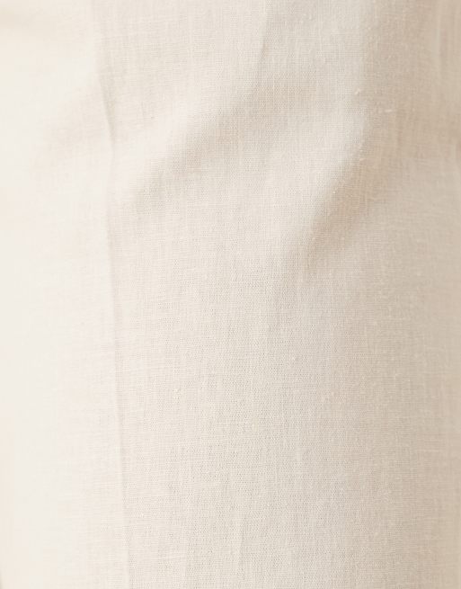 ASOS DESIGN - Pantaloni sartoriali dritti in misto lino bianchi, 4 di 5