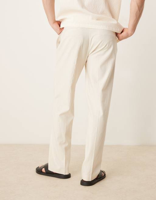 ASOS DESIGN - Pantaloni sartoriali dritti in misto lino bianchi, 5 di 5