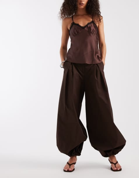 ASOS DESIGN - Pantaloni sartoriali marroni con fondo a palloncino - view 1