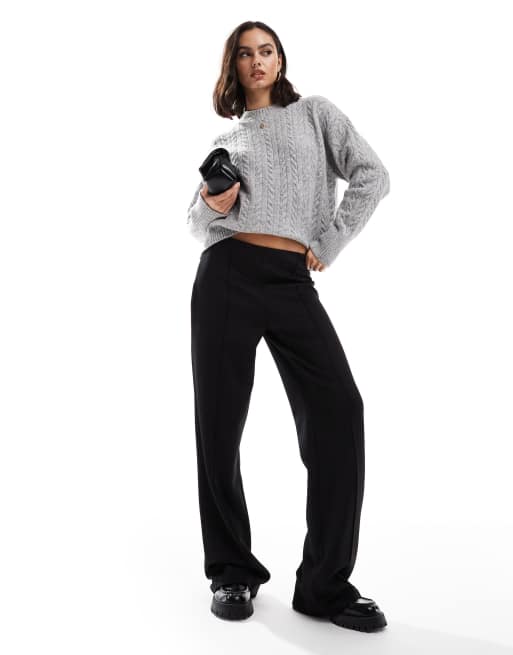 ASOS DESIGN - Pantaloni sartoriali minimal in tessuto scuba nero
