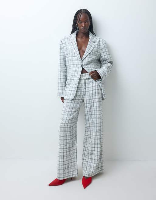 ASOS DESIGN - Abito sartoriale con blazer oversize bianco inverno a quadri, 3 di 3