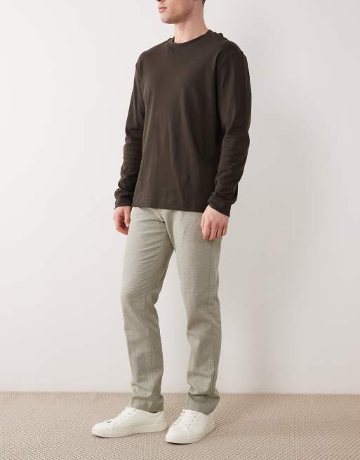 ASOS DESIGN - Pantaloni sartoriali slim in misto lino microtesturizzati verde salvia, 2 di 5