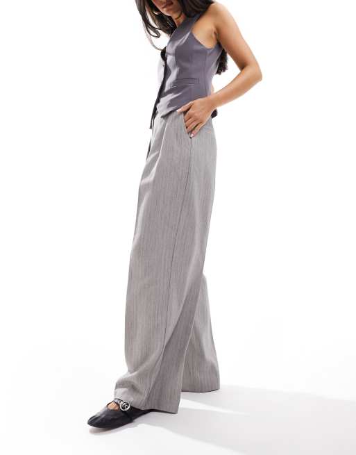 ASOS DESIGN - Pantaloni sartoriali testurizzati a fondo ampio grigi, 2 di 5