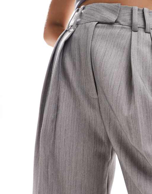 ASOS DESIGN - Pantaloni sartoriali testurizzati a fondo ampio grigi, 4 di 5