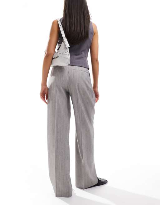 ASOS DESIGN - Pantaloni sartoriali testurizzati a fondo ampio grigi, 5 di 5
