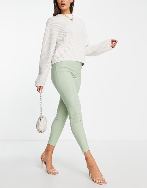 ASOS DESIGN - Pantaloni skinny a vita alta sartoriali color salvia