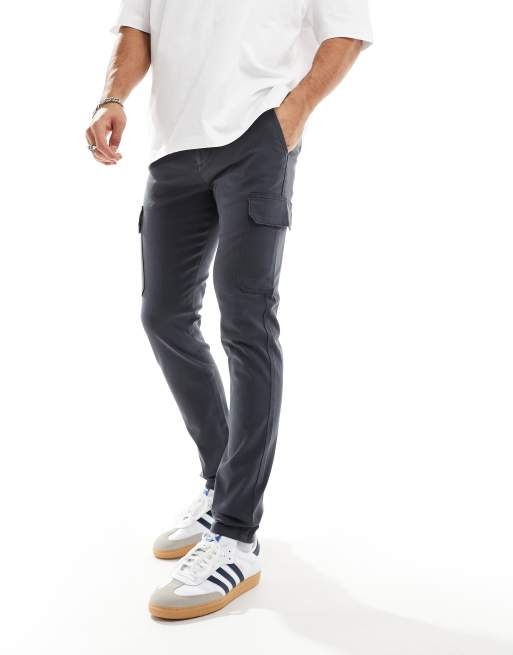 ASOS DESIGN - Pantaloni skinny cargo color antracite, 4 di 5