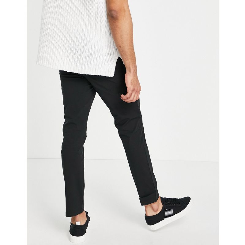 uddgx Uomo DESIGN - Pantaloni skinny con vita elastica e tasca stile MA1 in nylon neri