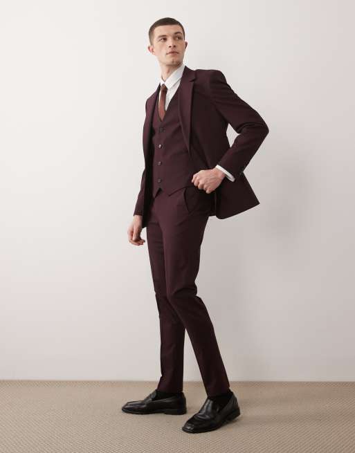 ASOS DESIGN - Pantaloni skinny da abito bordeaux, 3 di 5