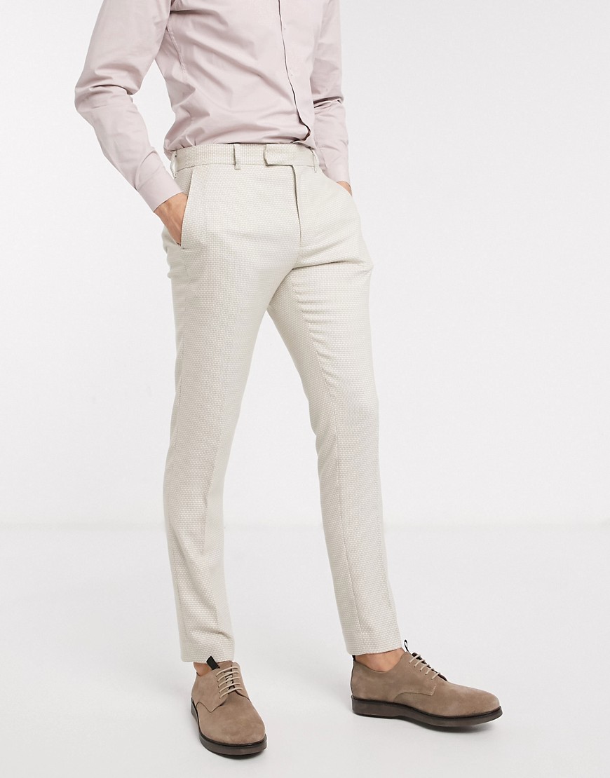 ASOS DESIGN - Pantaloni skinny da abito grigio pietra testurizzato