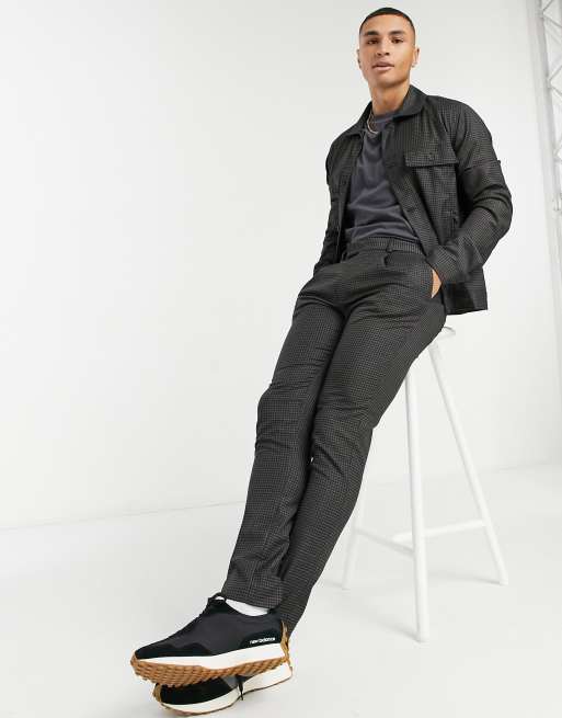 ASOS DESIGN - Pantaloni skinny eleganti bordeaux a quadretti, 4 di 4