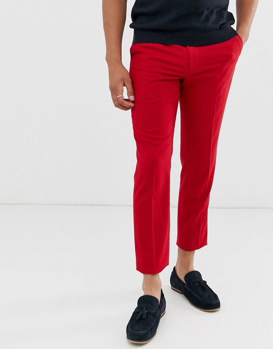 ASOS DESIGN - Pantaloni skinny eleganti rosso acceso