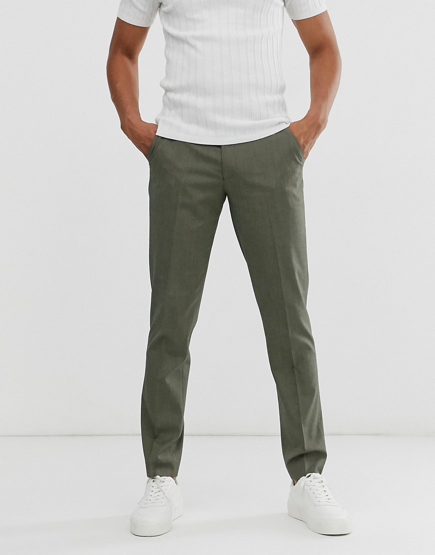 ASOS DESIGN - Pantaloni skinny eleganti verde oliva