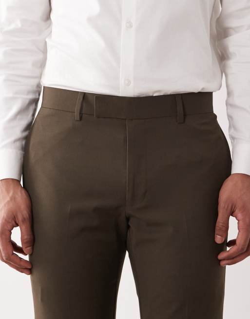 ASOS DESIGN - Pantaloni skinny in lana lavabile verde oliva, 5 di 5