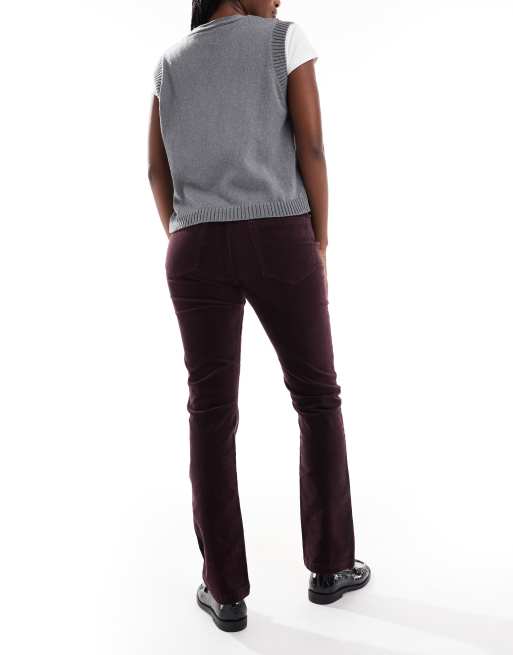 ASOS DESIGN - Pantaloni skinny in tessuto a coste prugna , 2 di 5