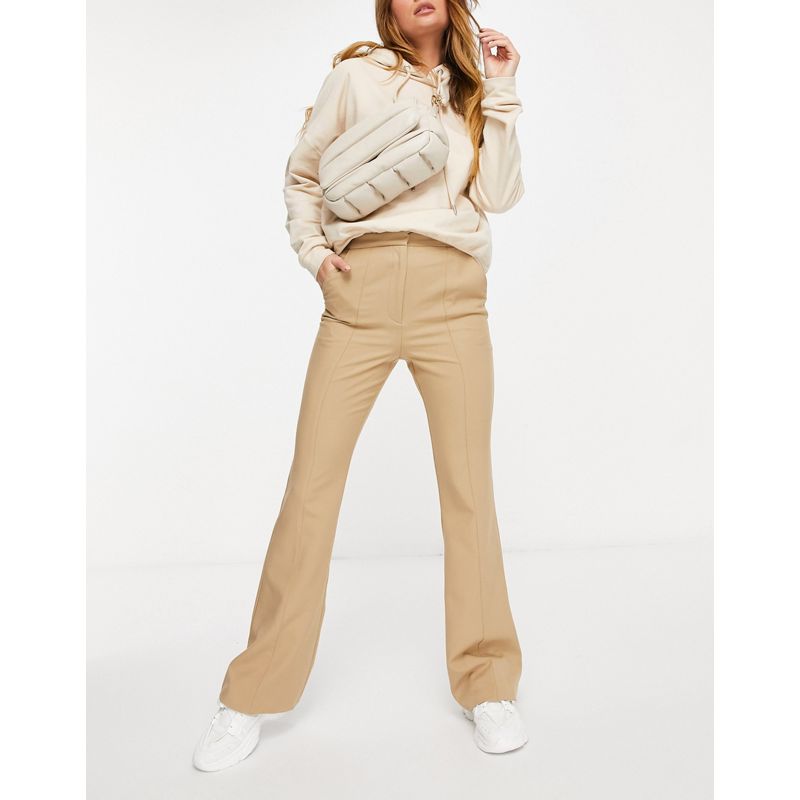 Pantaloni a zampa E6Nsi DESIGN - Pantaloni slim a zampa color cammello con cuciture