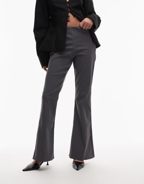 ASOS DESIGN - Pantaloni slim a zampa grigio mélange in bengalina - view 1