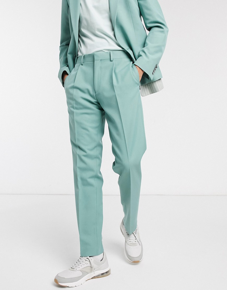 ASOS DESIGN - Pantaloni slim da abito verde rigato
