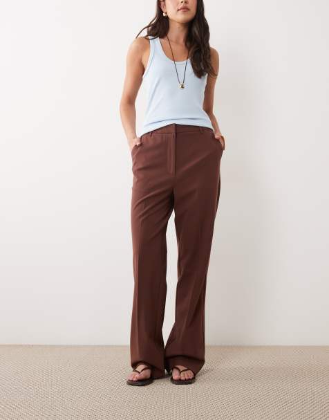 ASOS DESIGN pantaloni slim dritti sartoriali color cioccolato - view 1