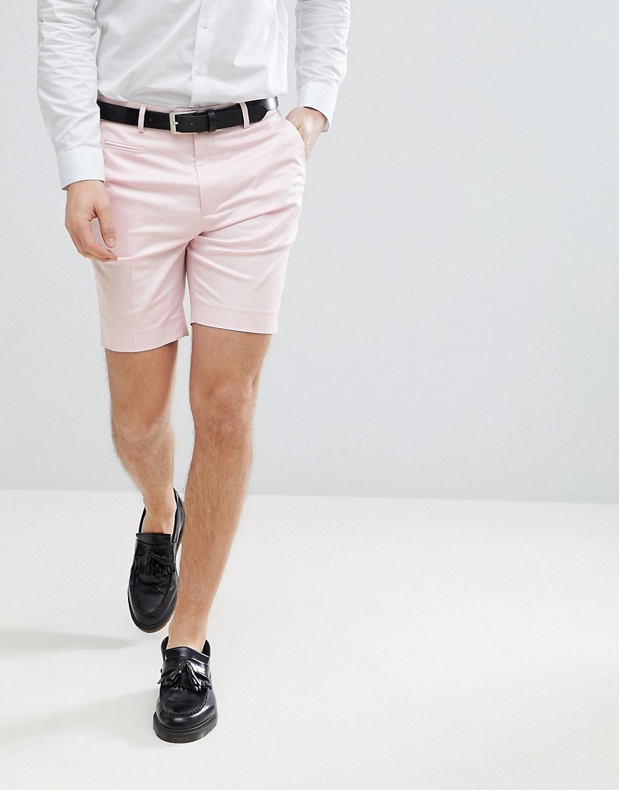ASOS DESIGN - Pantaloni slim eleganti media lunghezza in rasatello di cotone rosa