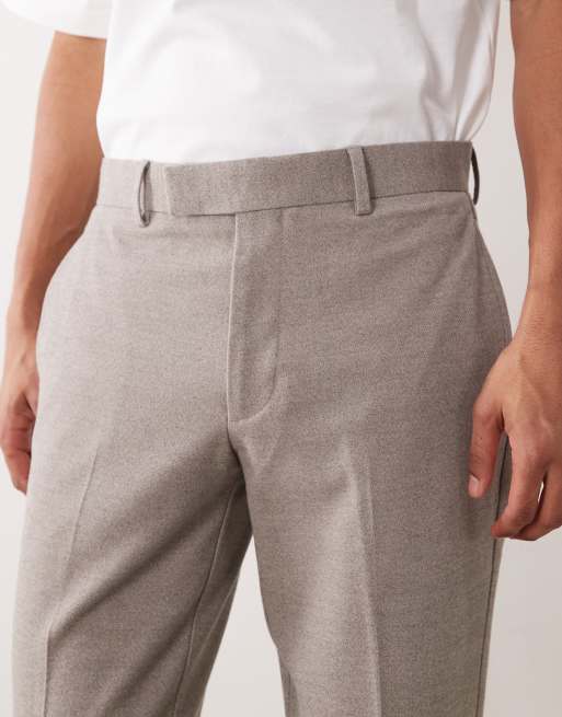ASOS DESIGN - Pantaloni slim sartoriali in flanella grigio mélange, 4 di 5