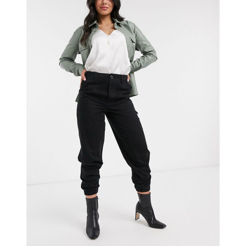Tute Joggers DESIGN - Pantaloni slim stile militare neri con fondo elasticizzato