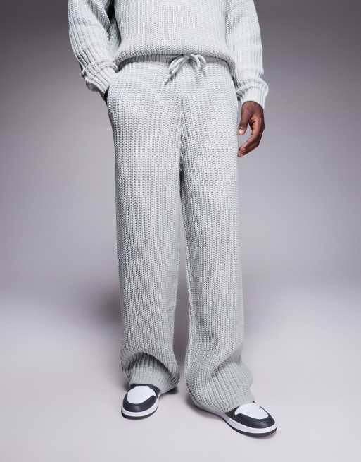 ASOS DESIGN - Pantaloni sportivi in maglia a coste pesante grigi