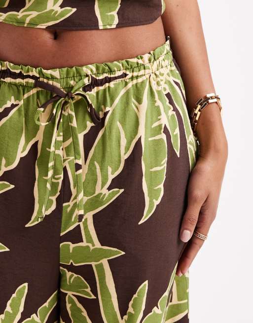 ASOS DESIGN - Pantaloni stile palazzo con stampa di palme in coordinato, 4 di 4