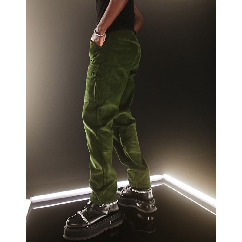 1clcV Pantaloni cargo DESIGN - Pantaloni stile skater comodi con tasche cargo color kaki