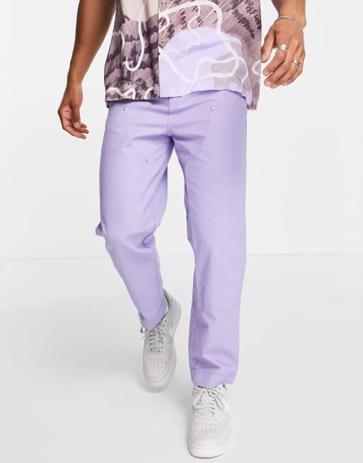 ASOS DESIGN - Pantaloni stile skater con pannelli a contrasto, colore viola