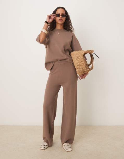 ASOS DESIGN - Pantaloni strutturati in maglia color mocha in coordinato - view 1
