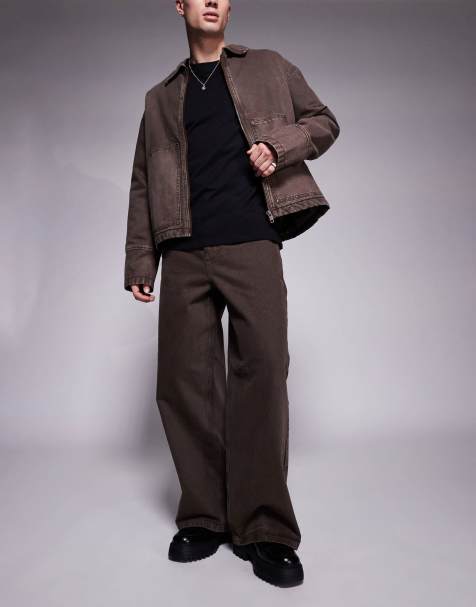 ASOS DESIGN - Pantaloni super ampi in twill color marrone - view 1