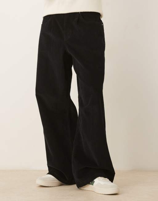 ASOS DESIGN - Pantaloni super larghi in velluto a coste neri